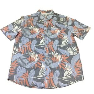 Age Of Wisdom Mens Medium Shirt Tropical Palm Leaf Print Button Up Casual - NWOT
